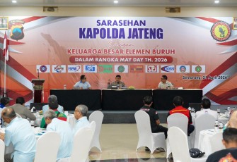 Sarasehan Kapolda Jateng bersama elemen buruh se-Jawa Tengah, di D'Atrium Hotel MG Setos, Kota Semarang, pada Selasa (21/4/2026). (Foto: Istimewa)