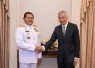 Panglima TNI Laksamana TNI Yudo Margono saat bertemu  Perdana Menteri Singapura Lee Hsien Long, bertempat di Istana Negara Singapura, Rabu (15/3/2023).