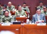 Panglima TNI Jenderal TNI Agus Subiyanto bersama Kepala Staf Angkatan mendampingi Menteri Pertahanan RI Sjafrie Sjamsoeddin 